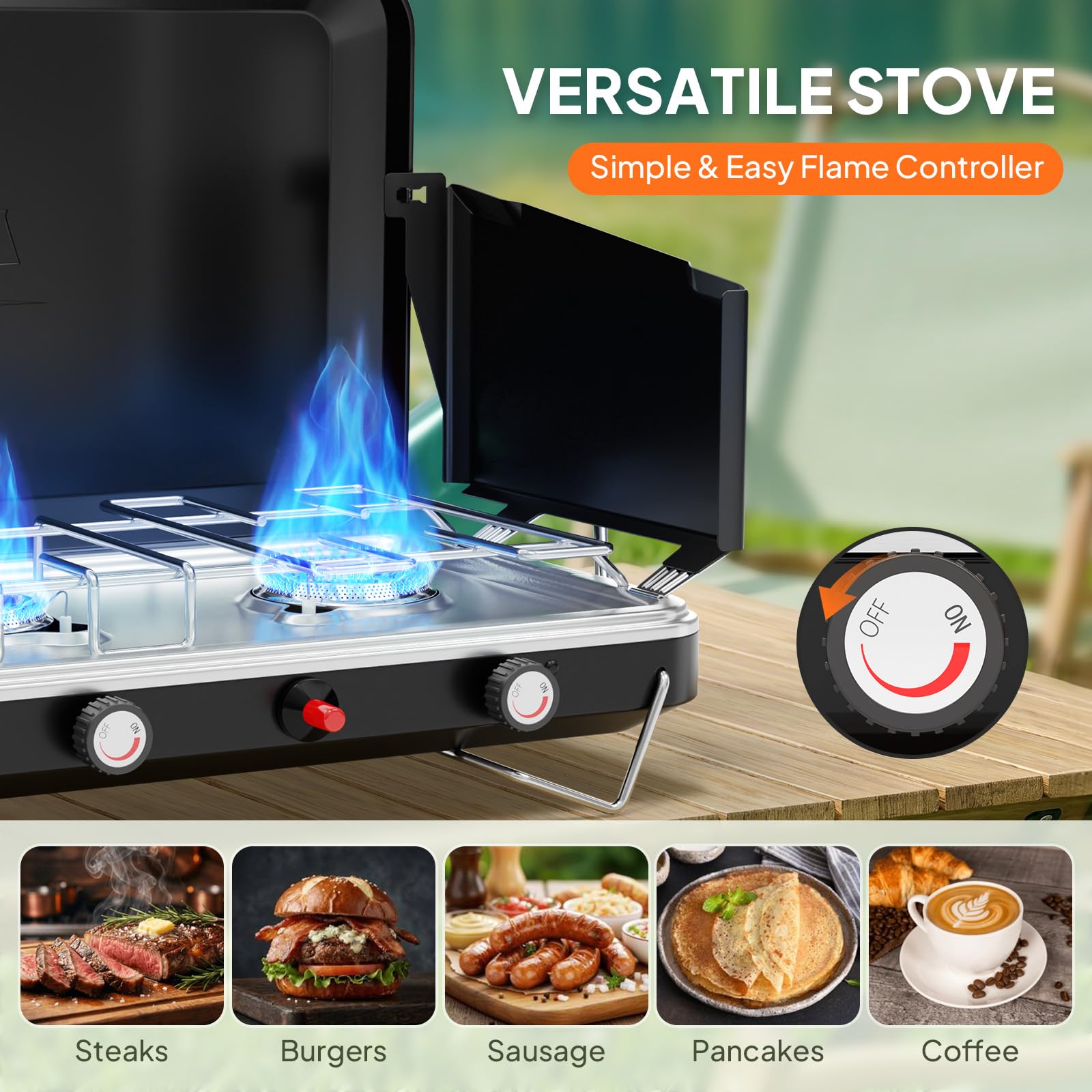 ROVSUN 3-Burner 25000 BTU Propane Camping Stove with Igniter