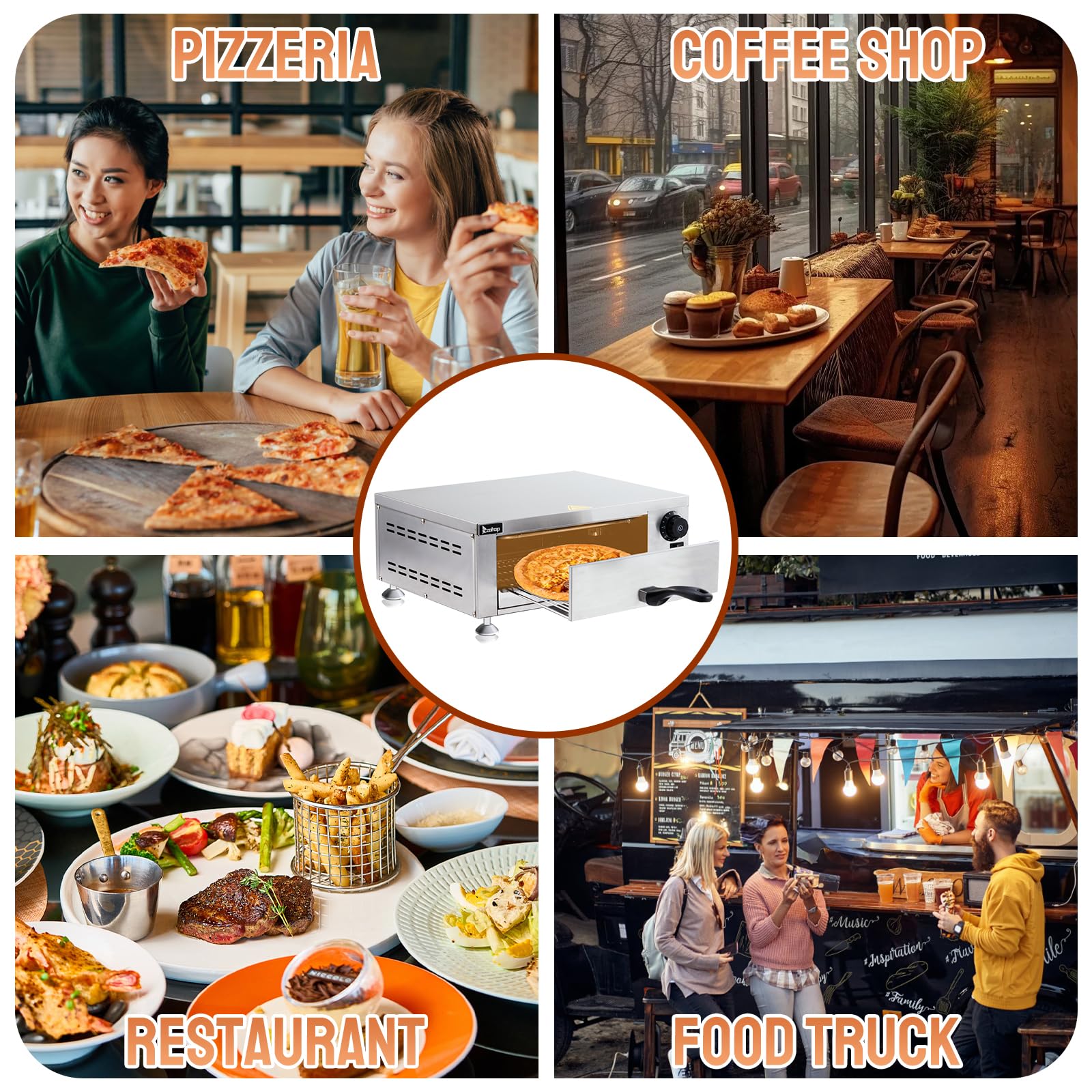 12" 1100W 110V Single Deck Pizza Oven Countertop Silver