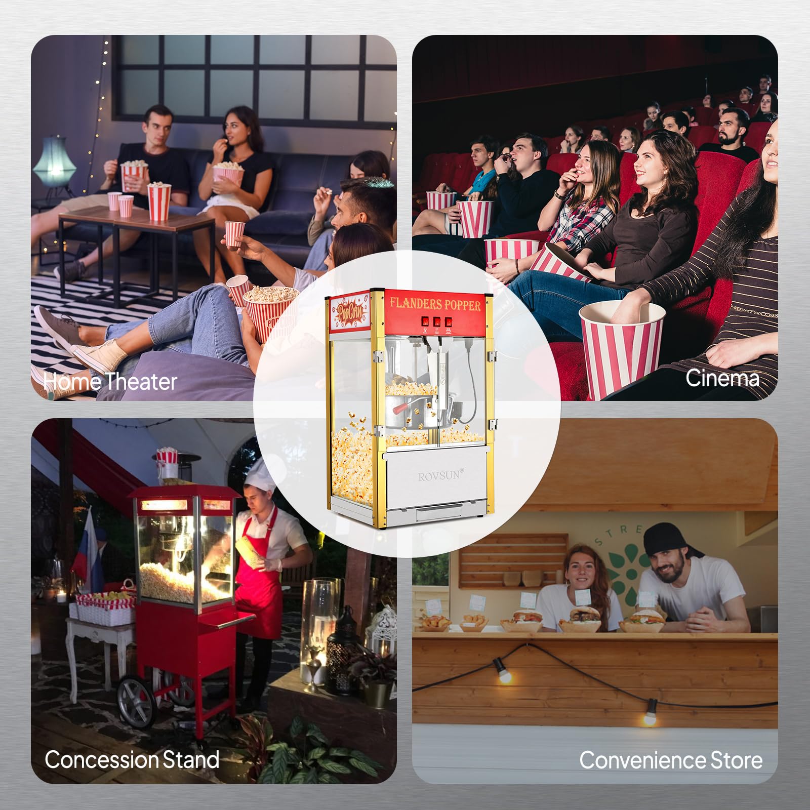 ROVSUN 16 oz. Kettle 1600W 120V Popcorn Machine Maker Countertop Red