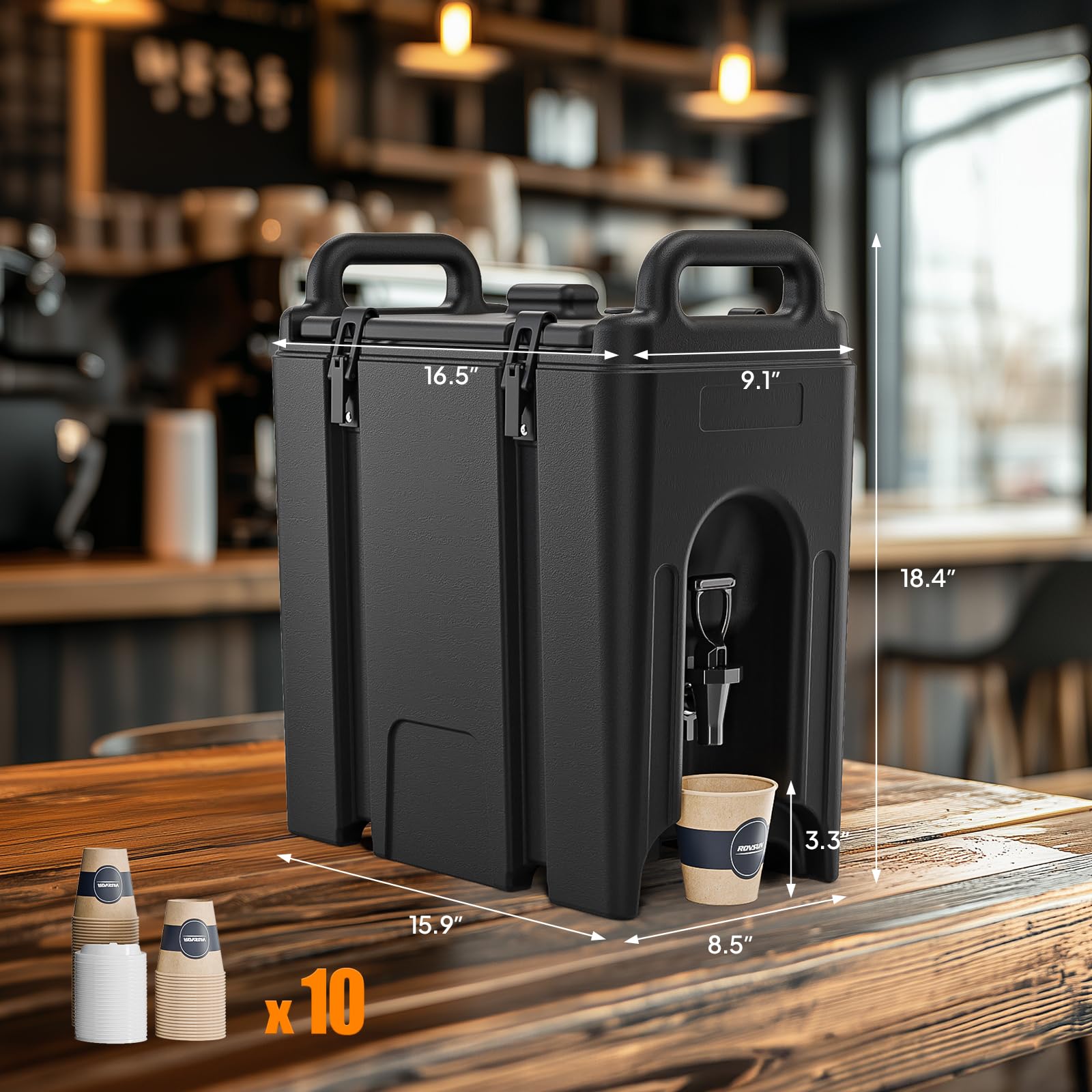 ROVSUN 2.5 Gallon Insulated Beverage Dispenser with 10 Cups