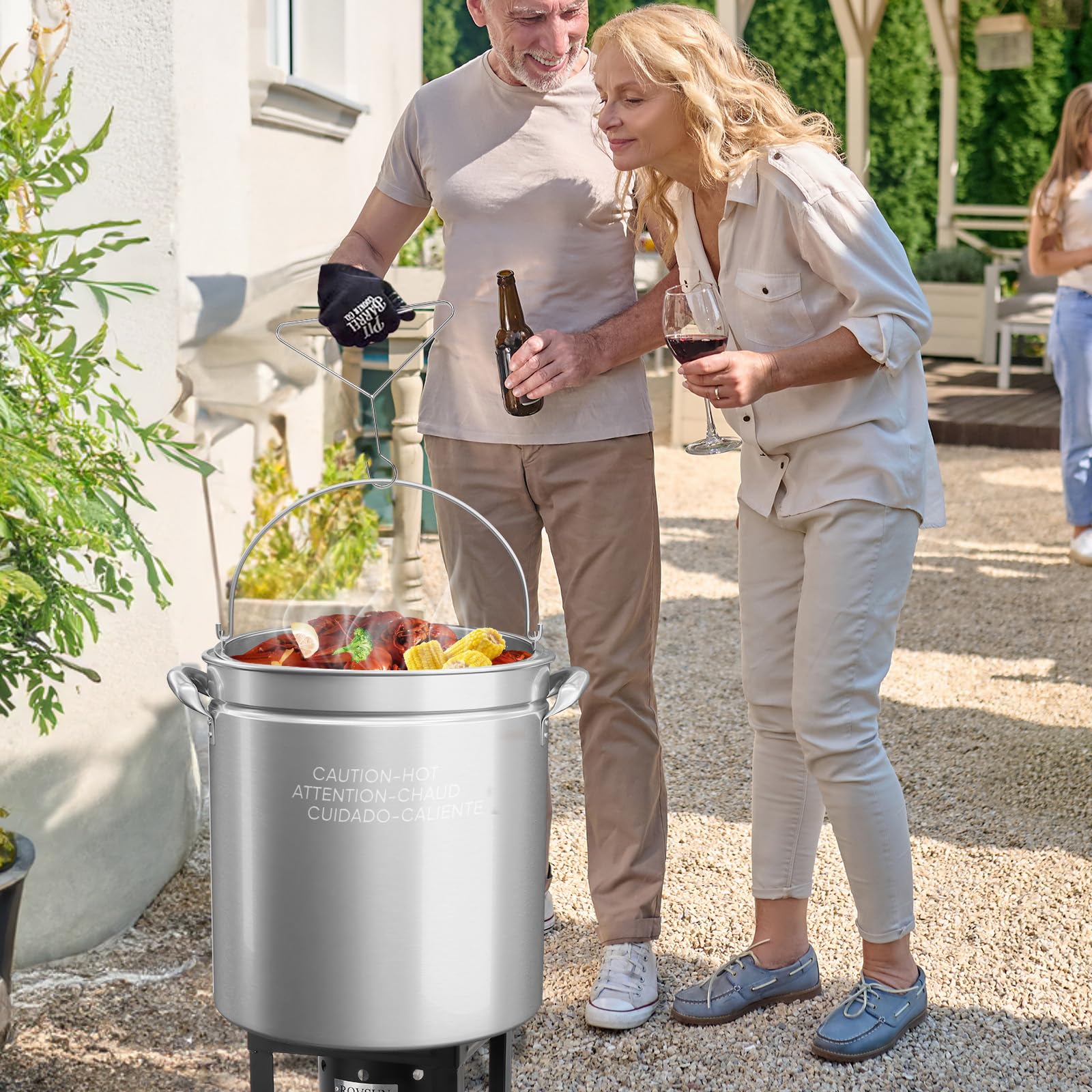 ROVSUN 82 QT Stainless Steel Seafood Boil Pot with Strainer Basket