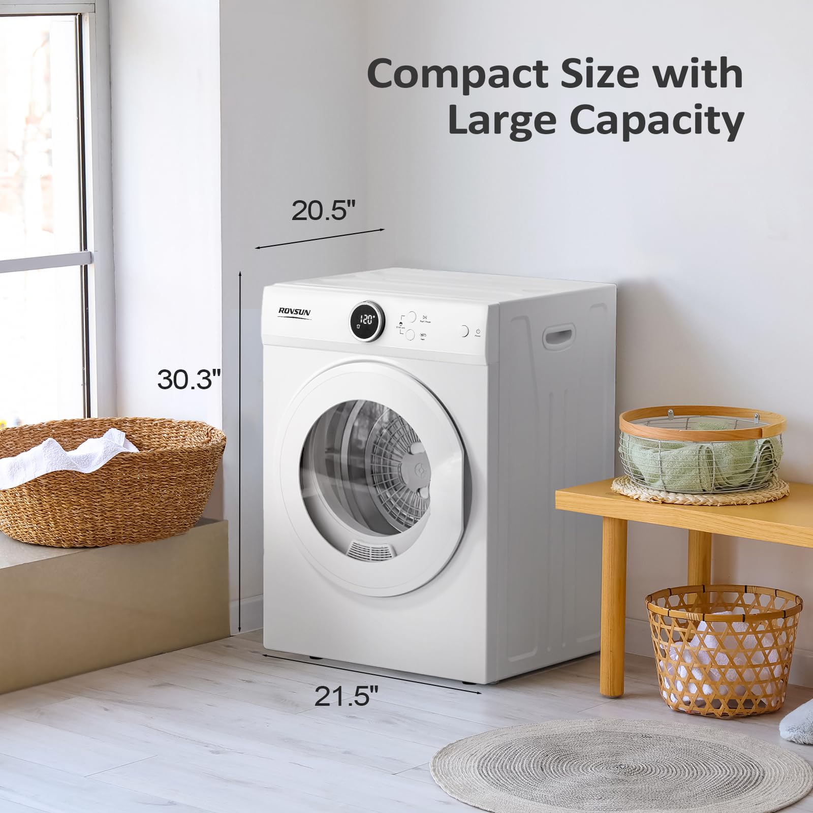 ROVSUN 1.8 Cu.Ft 1,020W 110V Tumble Clothes Dryer with Electronic Screen Control