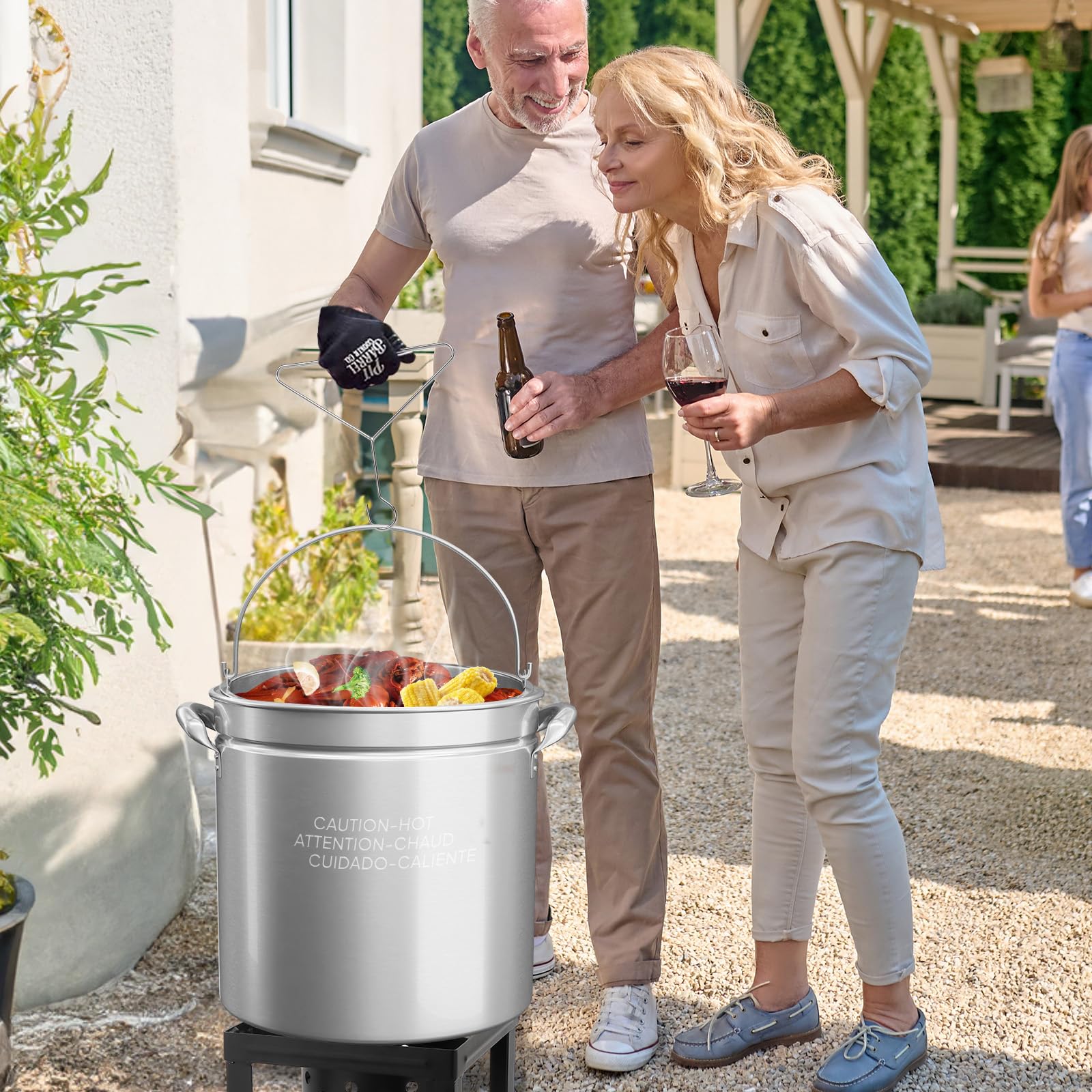 ROVSUN 50 QT Stainless Steel Seafood Boil Pot with Strainer Basket