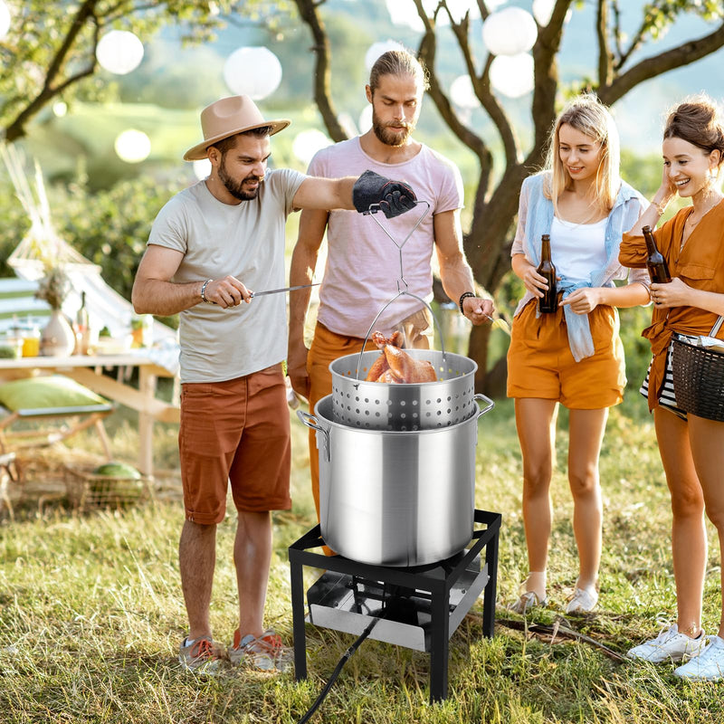 ROVSUN 60QT Turkey Fryer with 150000BTU Propane Stove with Basket & Stand for Outdoor Cooking