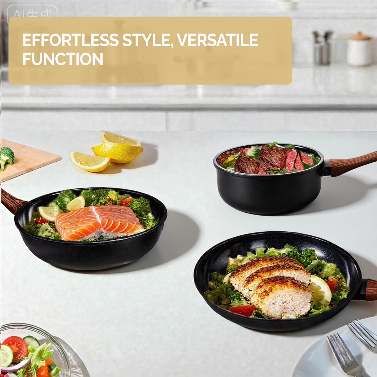 ROVSUN 17 Pcs Nonstick Pots and Pans Set Black