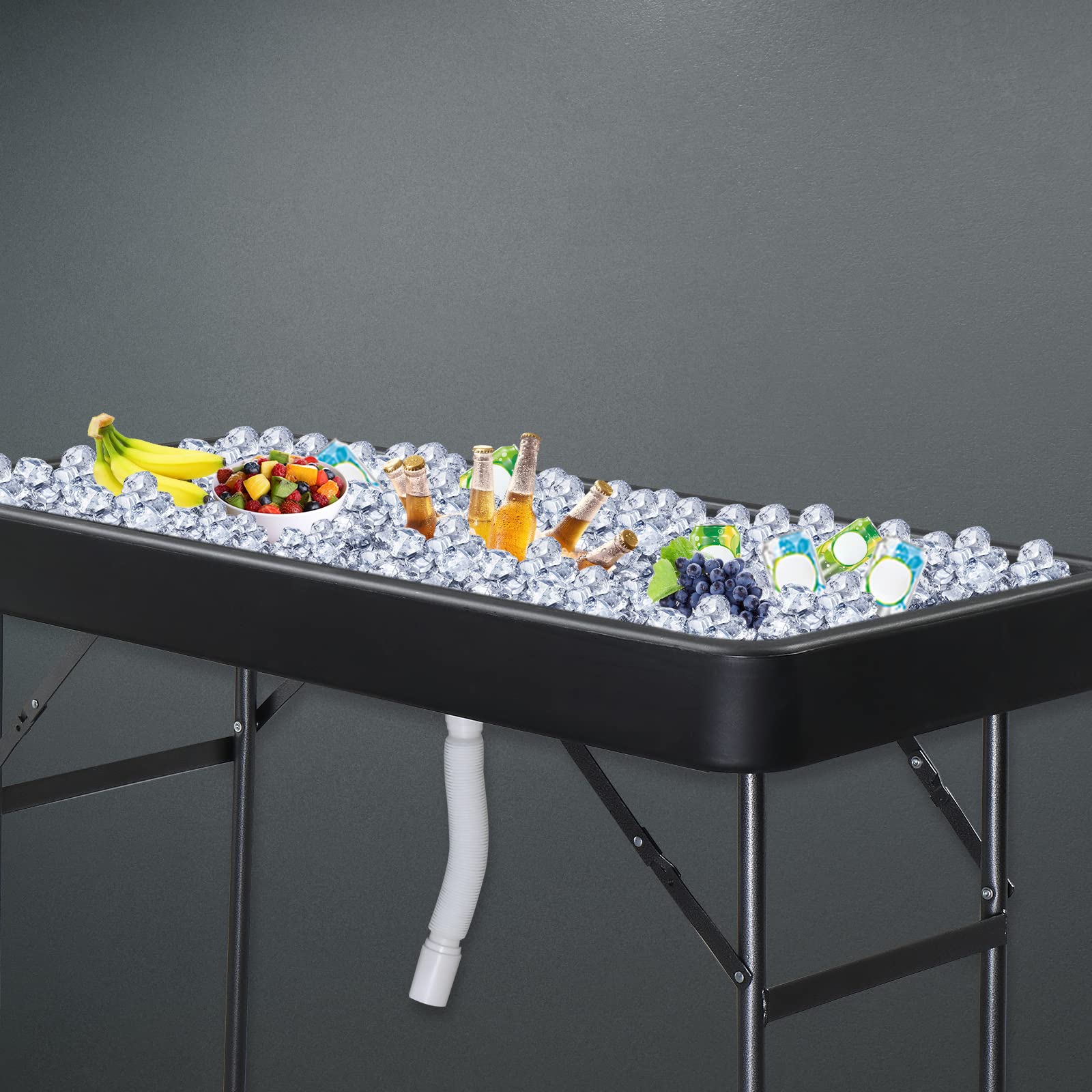 4 FT Party Ice Cooler Folding Table with Matching Skirt Black