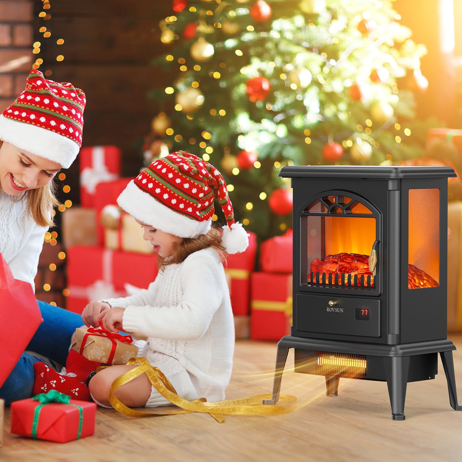 ROVSUN 16.6" x 22.4" 1500W 120V Electric Fireplace Stove with Remote