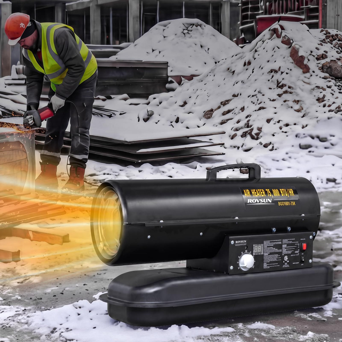 ROVSUN 75000 BTU Kerosene Forced Air Heater Portable Torpedo Diesel Space Heater