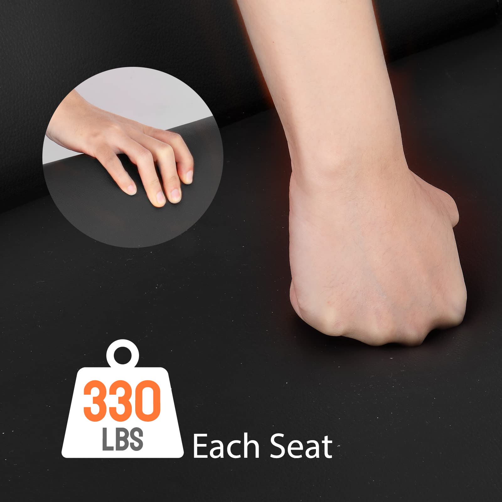 51" 2 Seat Waiting Chair Bench Seating PU Leather Black
