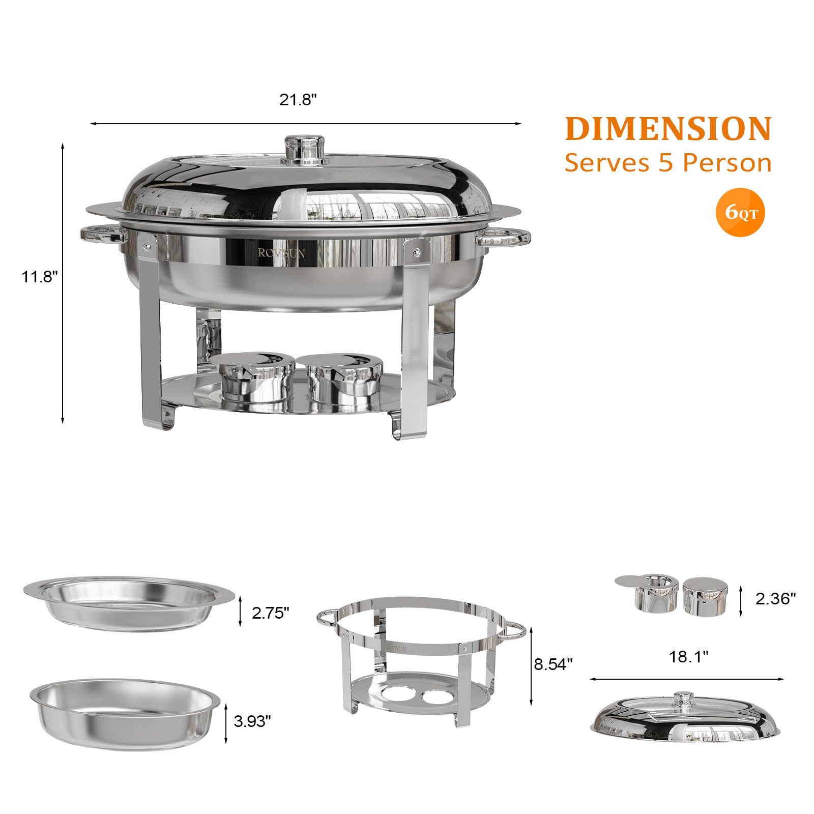 ROVSUN 6 QT Oval Chafing Dish Set with Visible Window