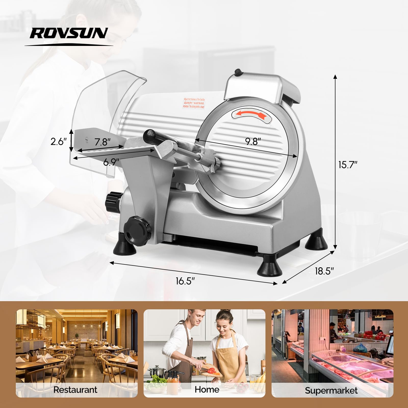 ROVSUN 240W 110V Manual Commercial Meat Slicer with 10" Blade