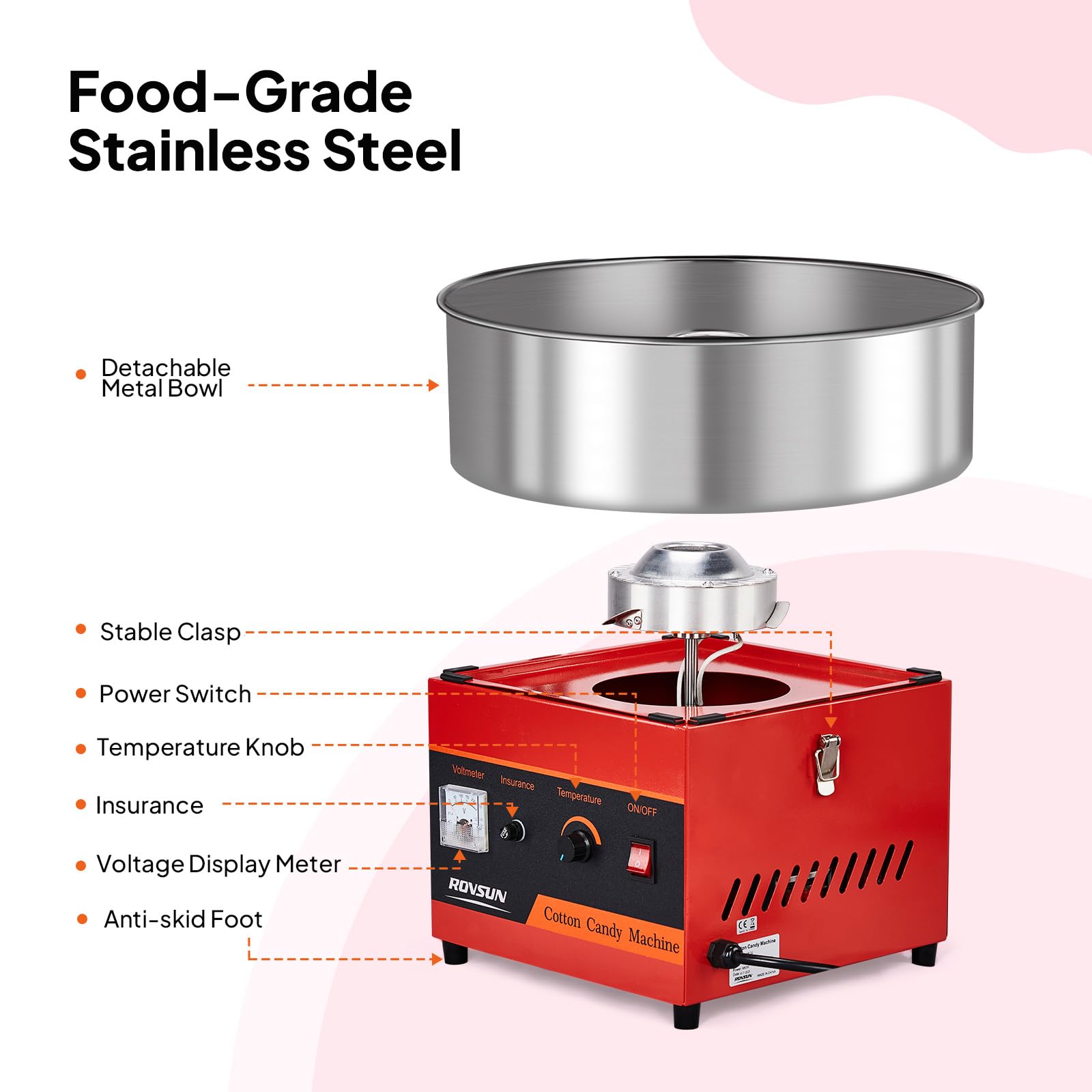 ROVSUN 15" Cotton Candy Machine Red