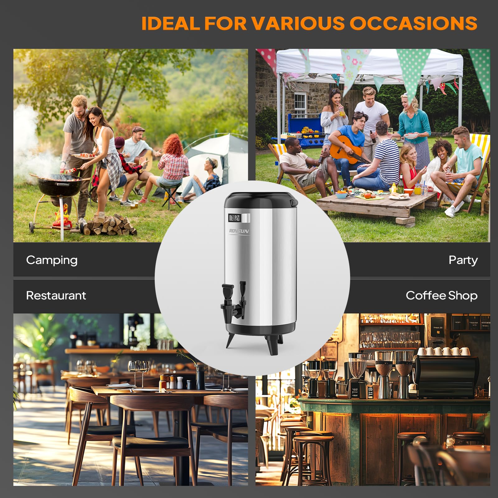 ROVSUN 3.2 Gallon Stainless Steel Insulated Beverage Dispenser Silver