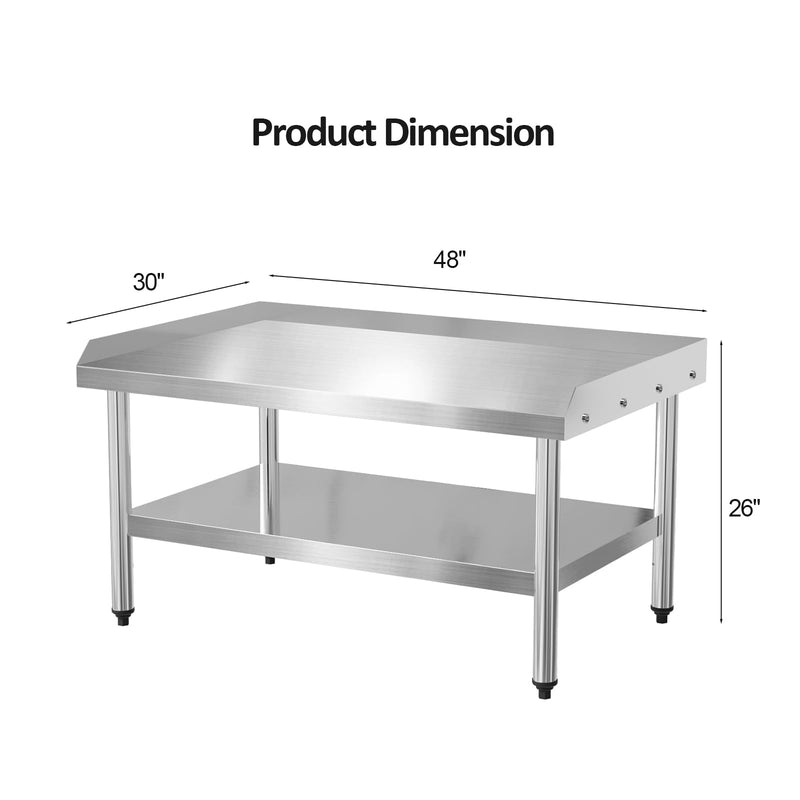 ROVSUN 48 X 30 Inches Kitchen Stainless Steel Equipment Stand Heavy Duty Grill Stand Table with Adjustable Undershelf
