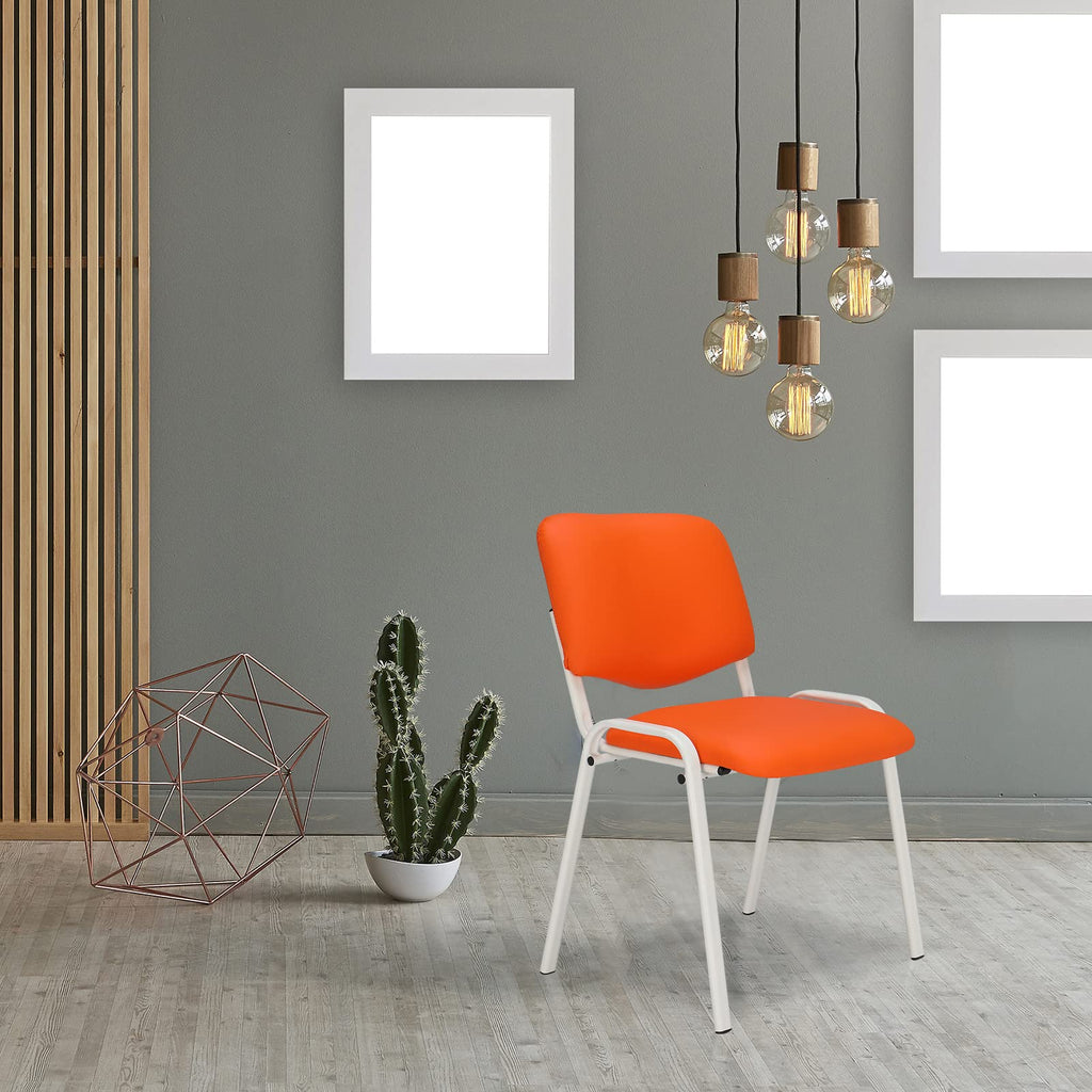 VINGLI Office PU Stacking Chairs Armless Orange