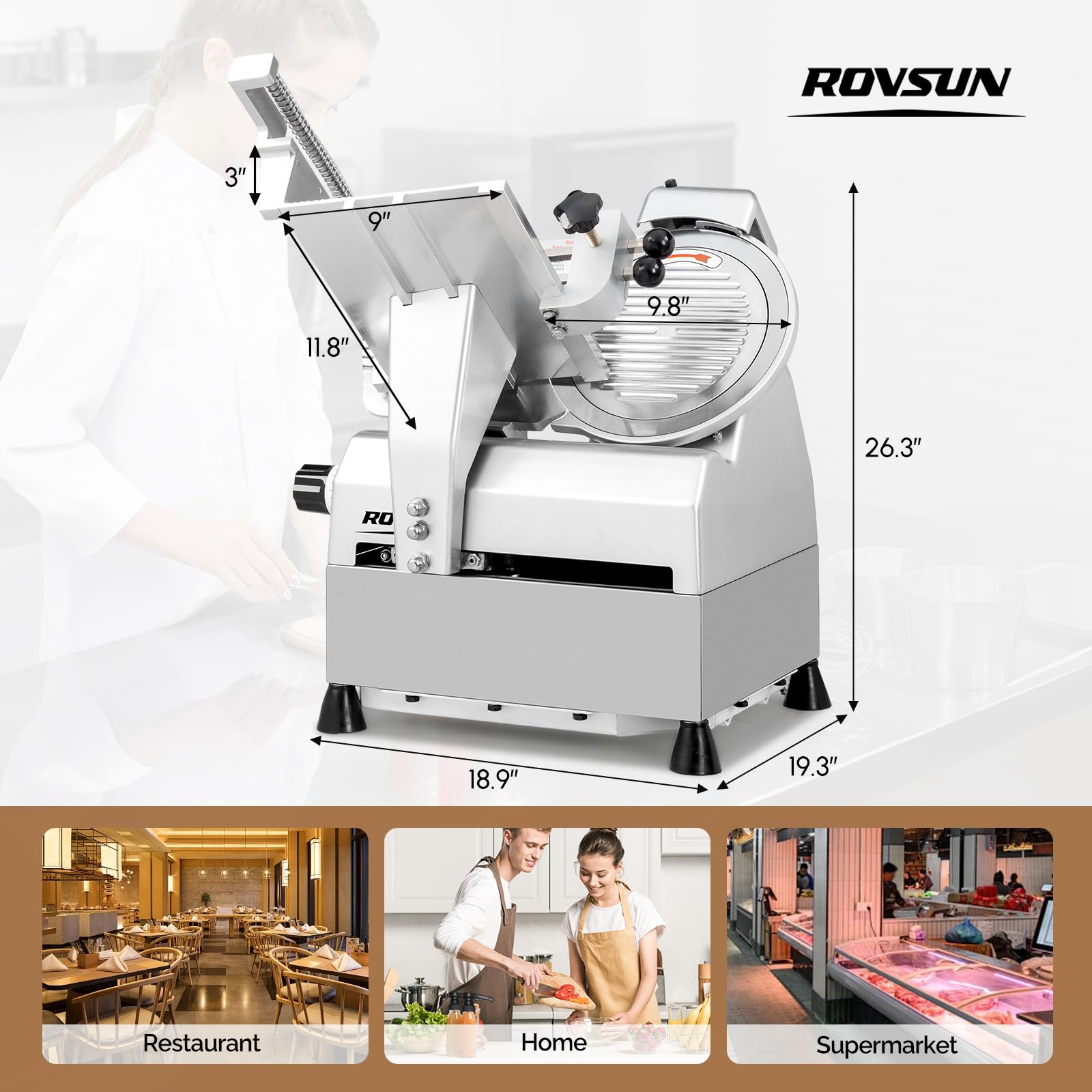 ROVSUN 540W 110V Fully Automatic Commercial Meat Slicer with 10" Blade