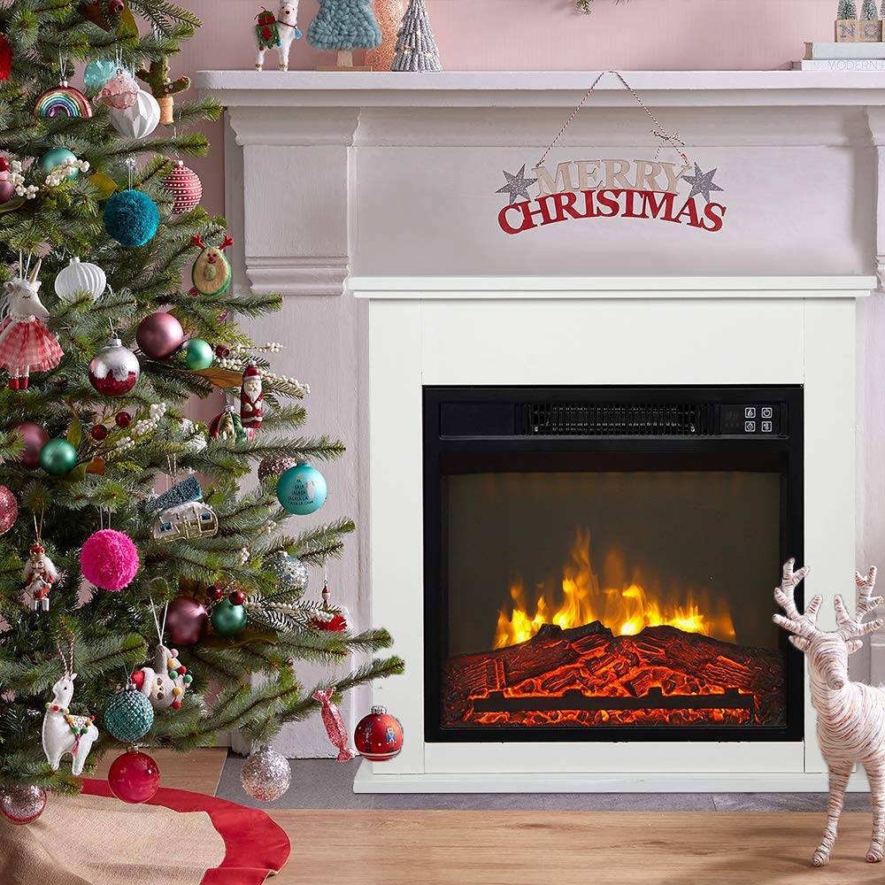 ROVSUN 25'' 1400W 120V Electric Fireplace with Mantel & Remote