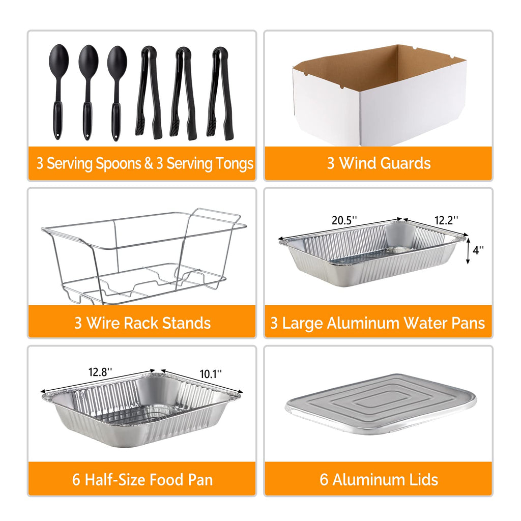ROVSUN Disposable Chafing Dish Buffet Set with Wind Guard