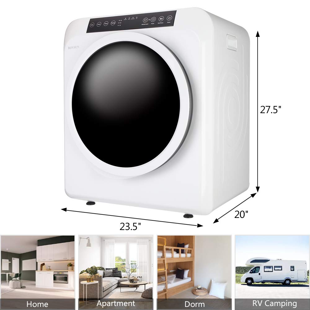 ROVSUN 3.5 Cu.Ft. 1,300W 110V Tumble Clothes Dryer with LED Touch Screen White