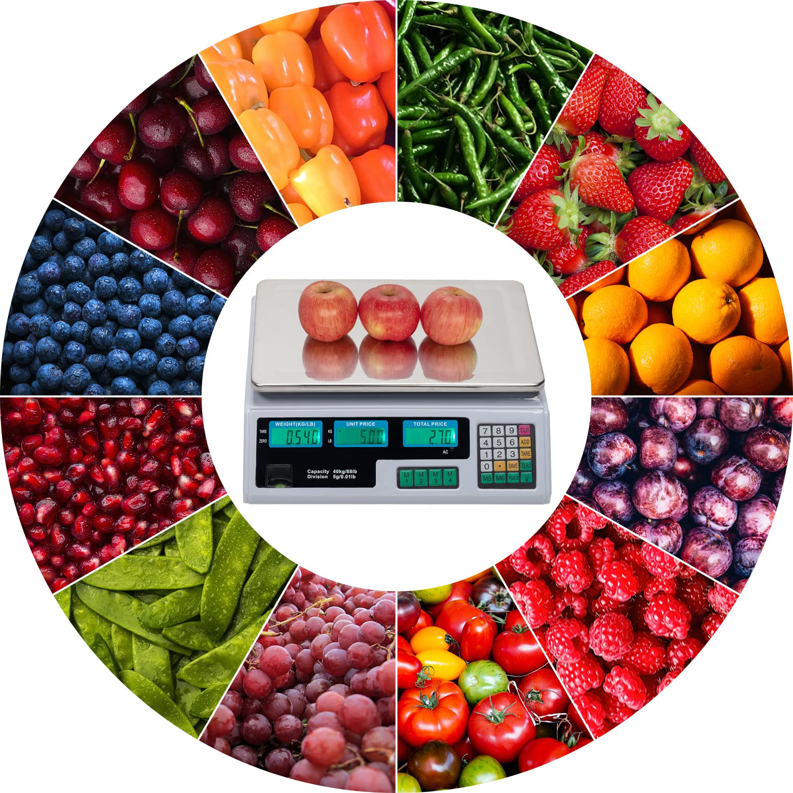 ROVSUN 88 LBS Deli Electronic Price Computing Scale with LCD Display Silver