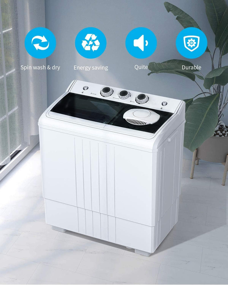ROVSUN 21LBS Portable Washing Machine Mini Compact Twin Tub Washer and