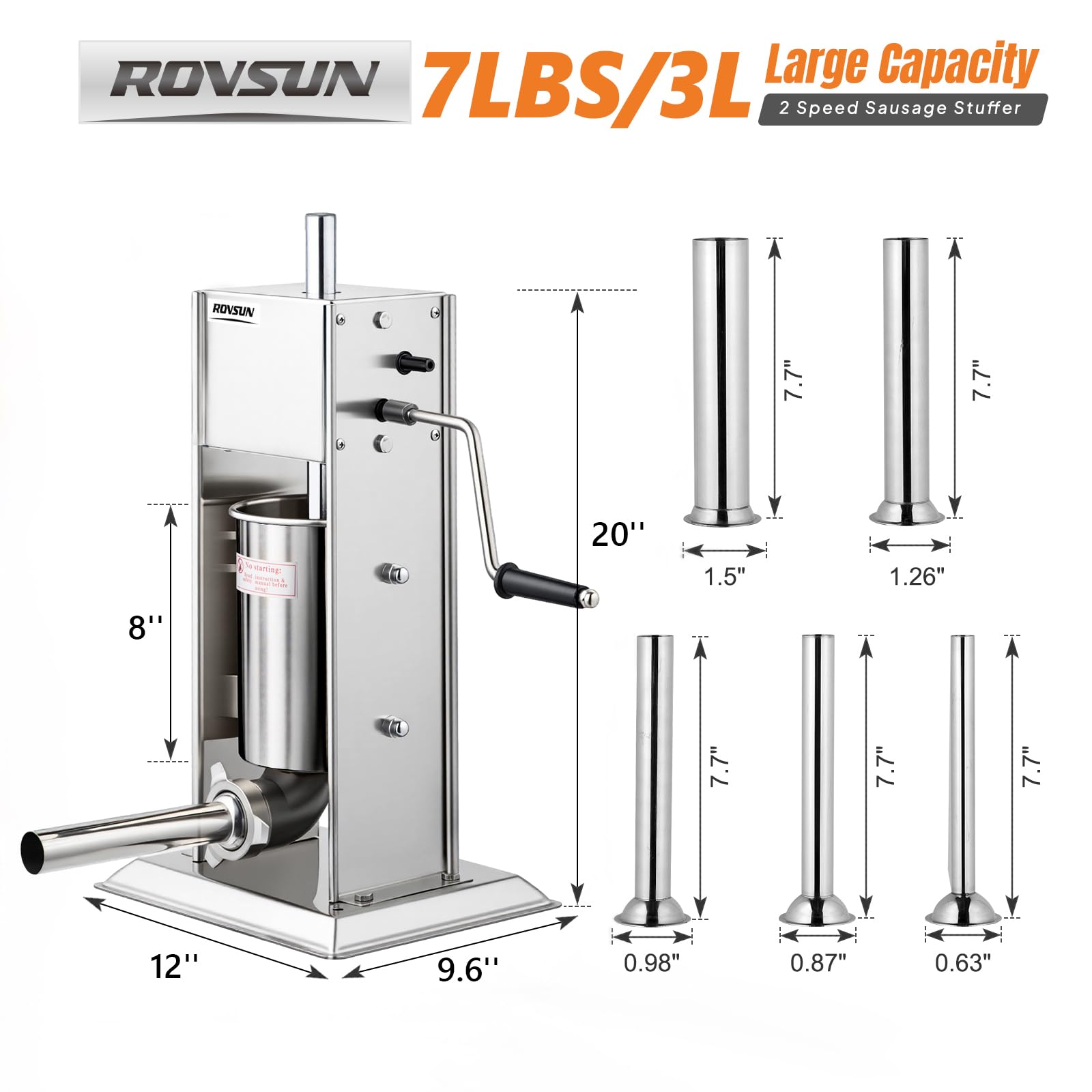 ROVSUN 7 lb. Manual Sausage Stuffer with 5 Stuffing Tubes