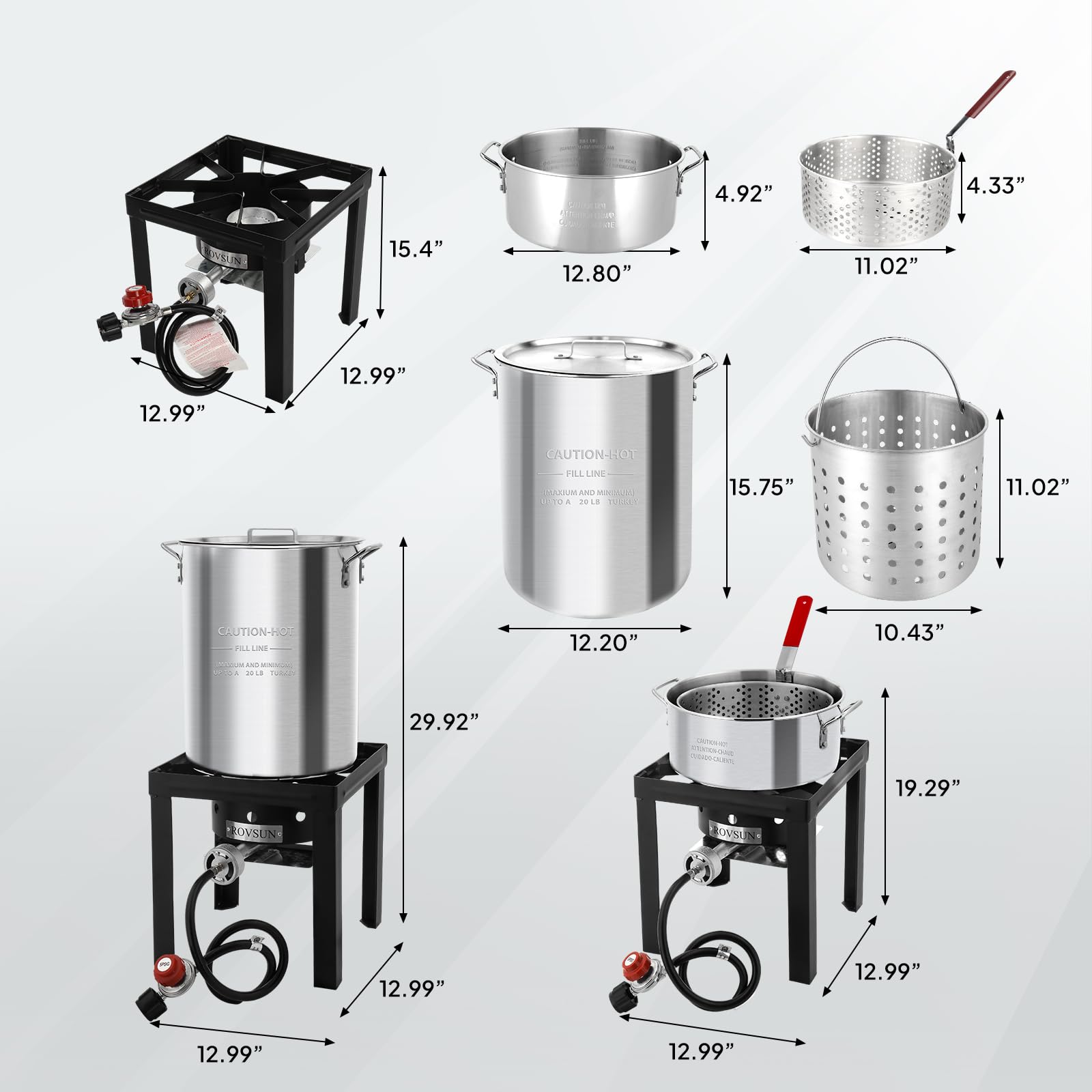 ROVSUN 30 QT Turkey Fryer & 10 QT Fish Fryer Kit with 55,000 BTU Propane Stove