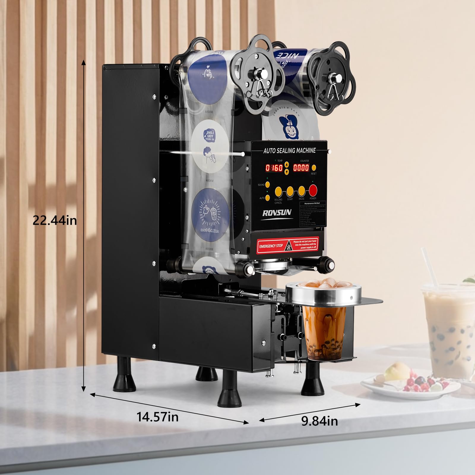 ROVSUN Automatic Cup Sealing Machine Black