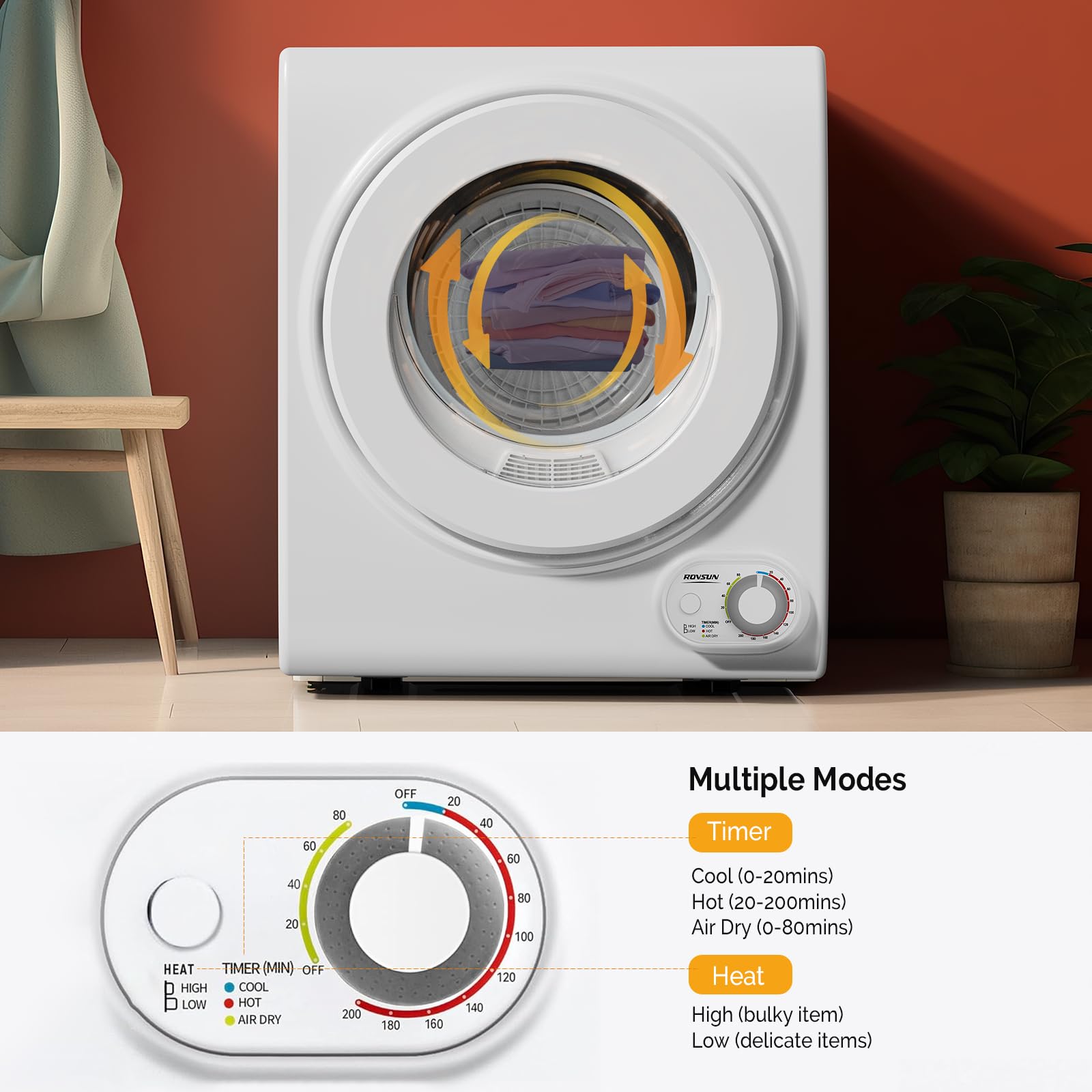 ROVSUN 1.5 Cu.Ft. Automatic Washing Machine and 1.5 Cu.Ft. Dryer Set