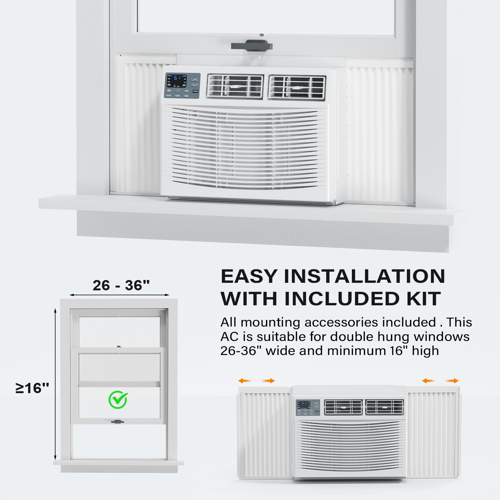 ROVSUN 8,000 BTU 115V Window Air Conditioner with Heat & Wifi/APP & Install Kit