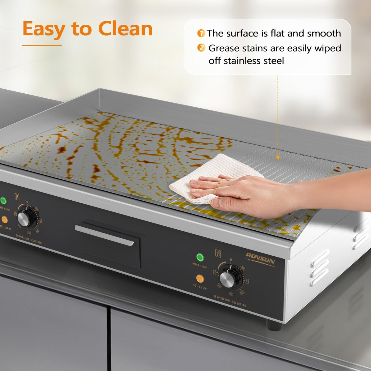 ROVSUN 30" 3000W 110V Electric Griddle Countertop with Half Flat Top Griddle