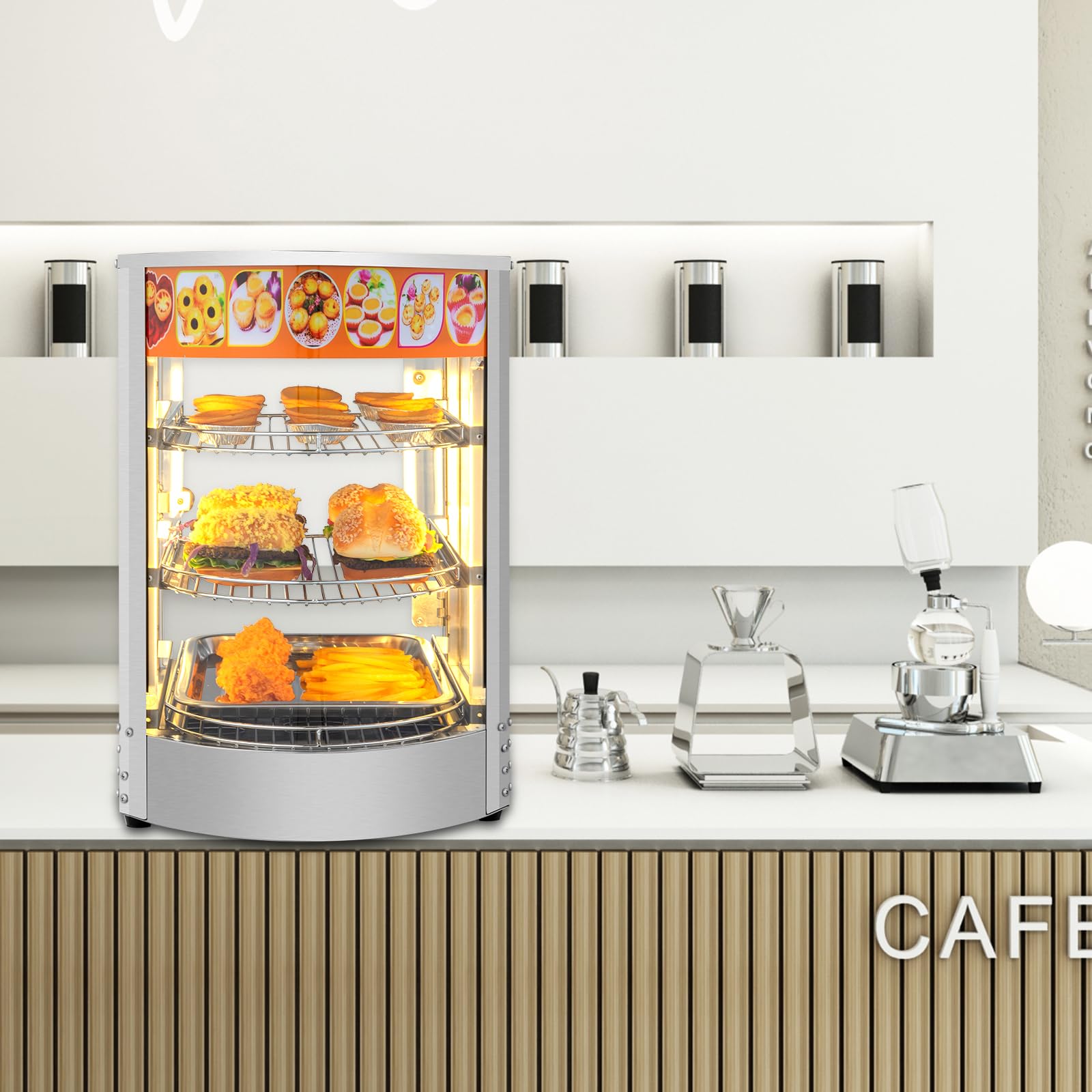 ROVSUN 3-Tier 14" 800W 110V Hot Food Warmer Display Case Countertop