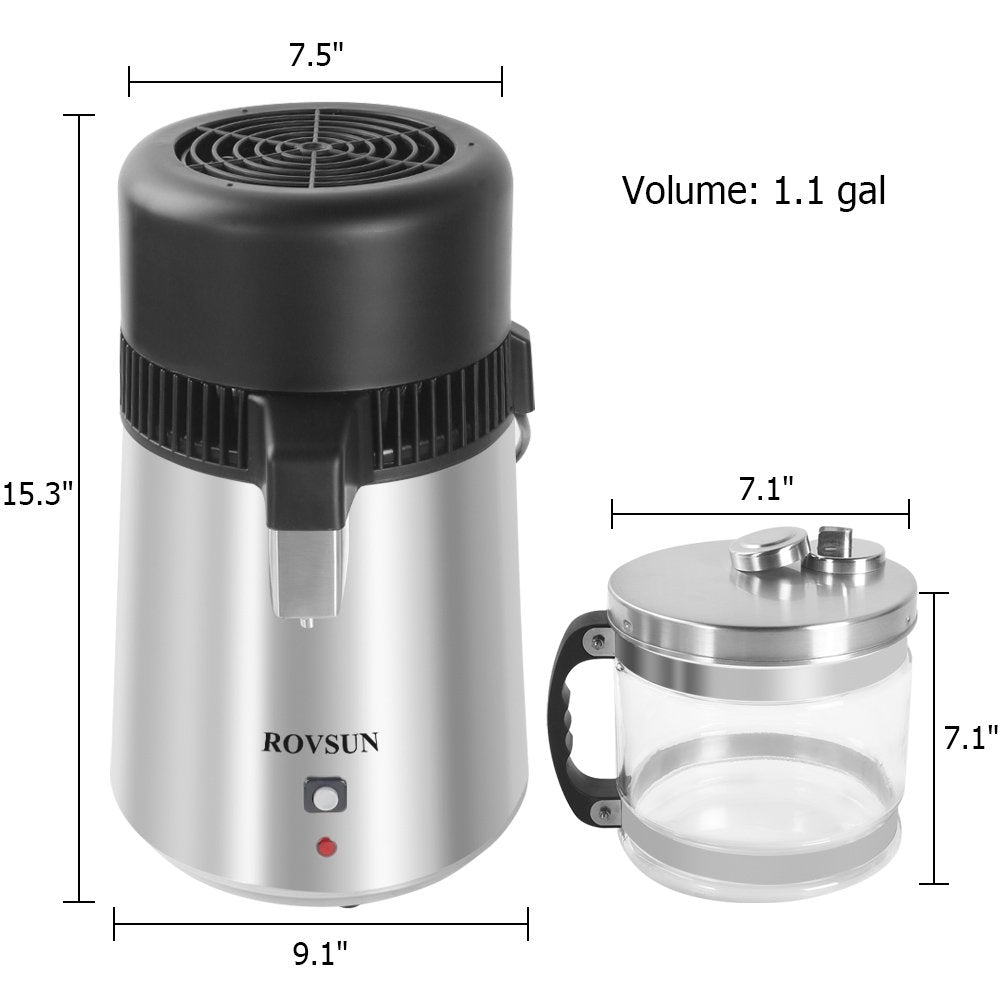 ROVSUN 1.1 Gal 750W 110V Water Distiller Countertop Silver