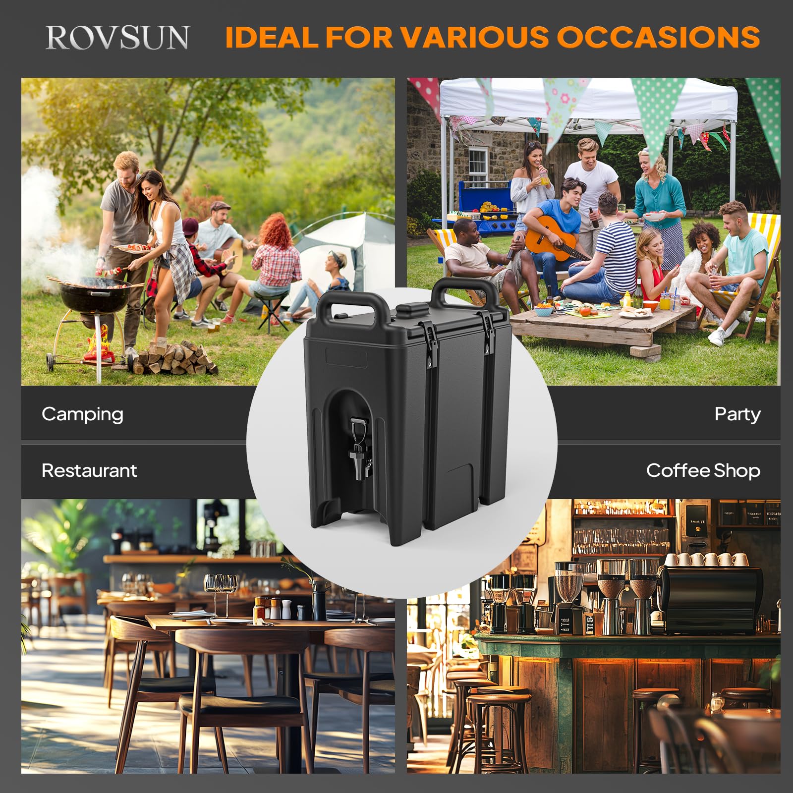 ROVSUN 2.5 Gallon Insulated Beverage Dispenser with 10 Cups