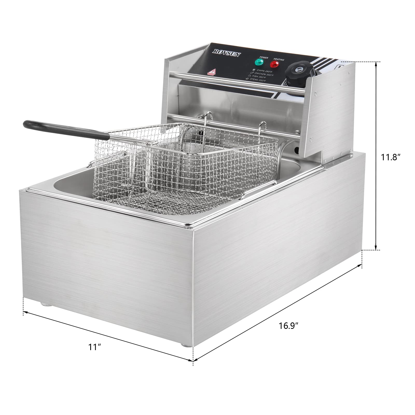 ROVSUN 11.4 QT 110V 2500W Single Tank Electric Deep Fryer