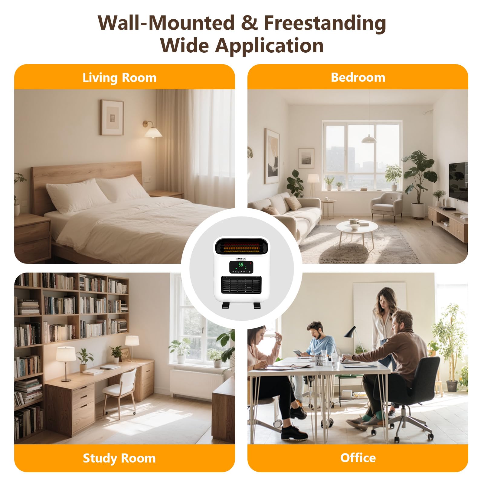 ROVSUN 1,500W 120V Wall-Mounted & Freestanding Heater