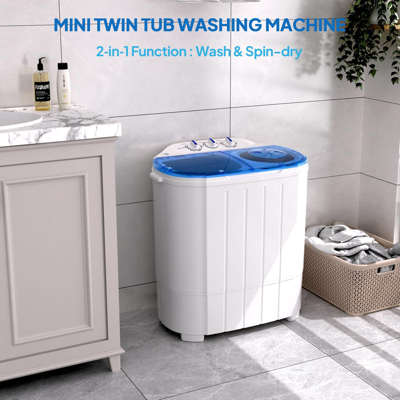 ROVSUN 11LBS Portable Washing Machine, Electric Mini Twin Tub Washer with  Spin Dryer, Washer(7LBS) and Spinner(4LBS), Great for Home Dorms Apartments