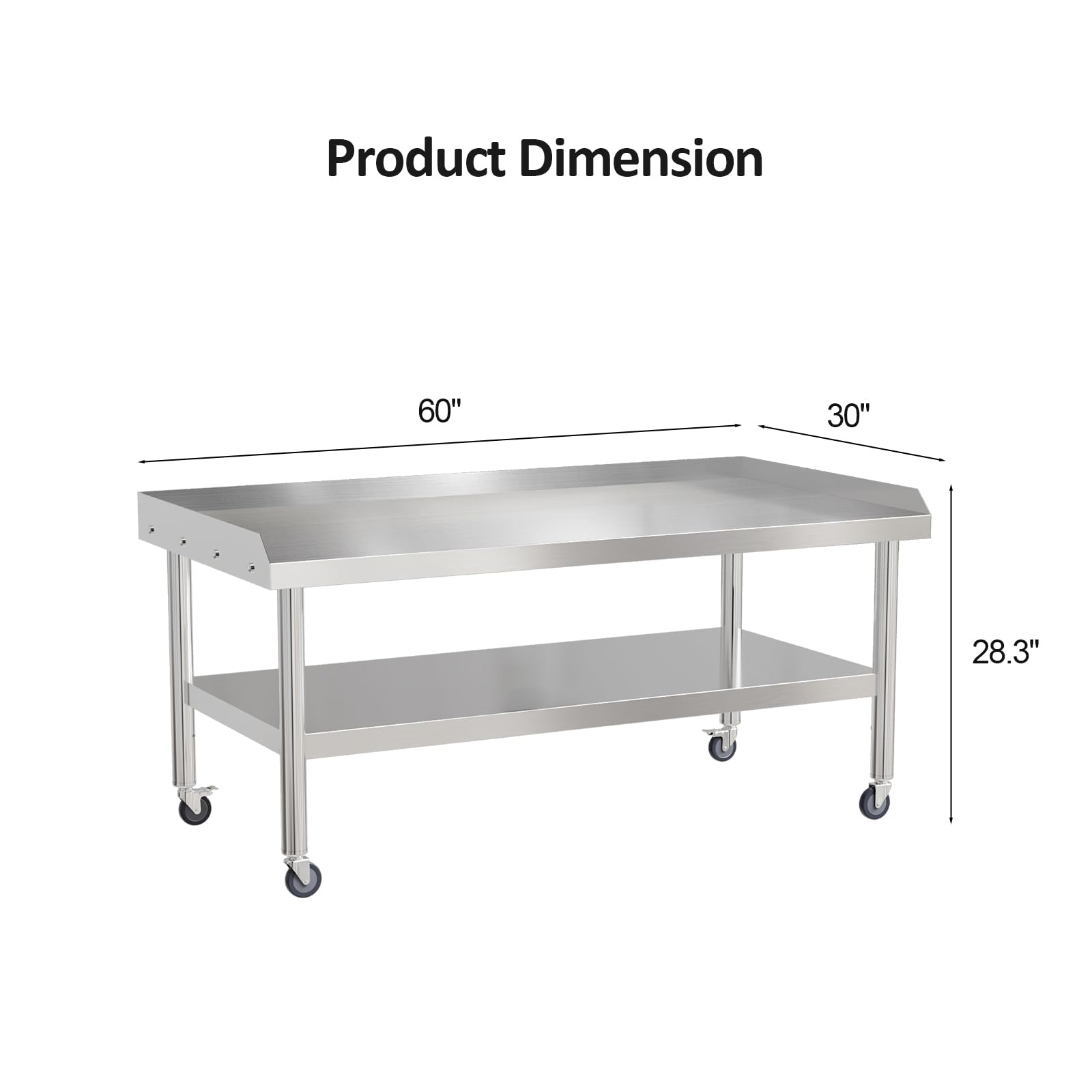 ROVSUN 60" x 30" Stainless Steel Equipment Stand with Wheels