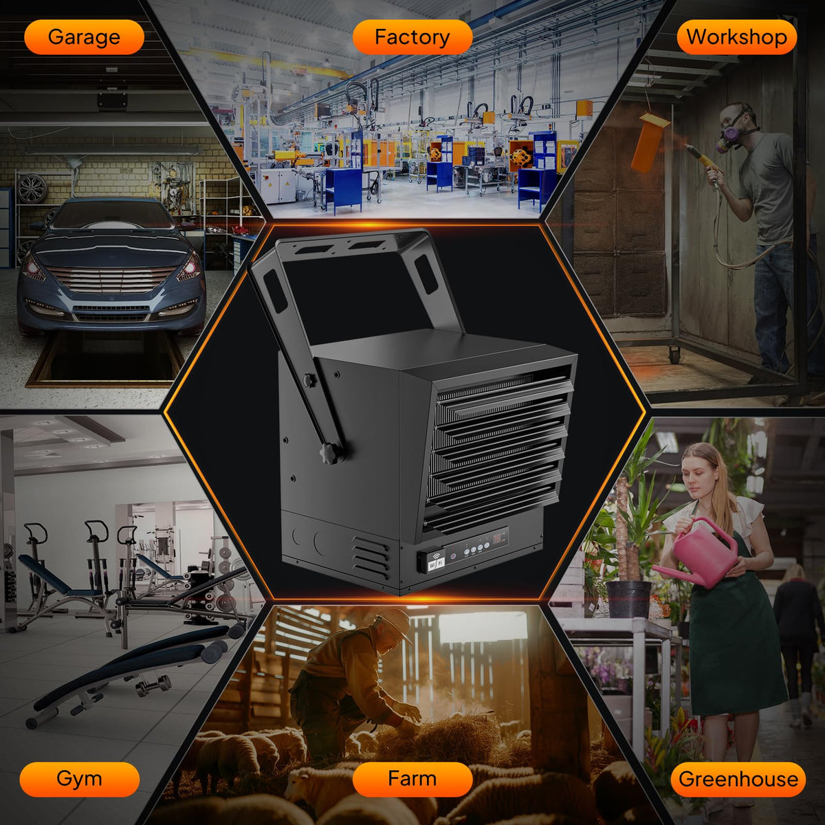 ROVSUN 15000W 240V Electric Garage Heater with Remote & APP Control