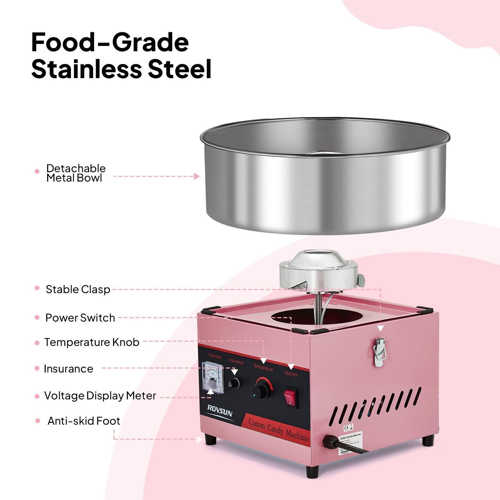 ROVSUN 15" Cotton Candy Machine Pink