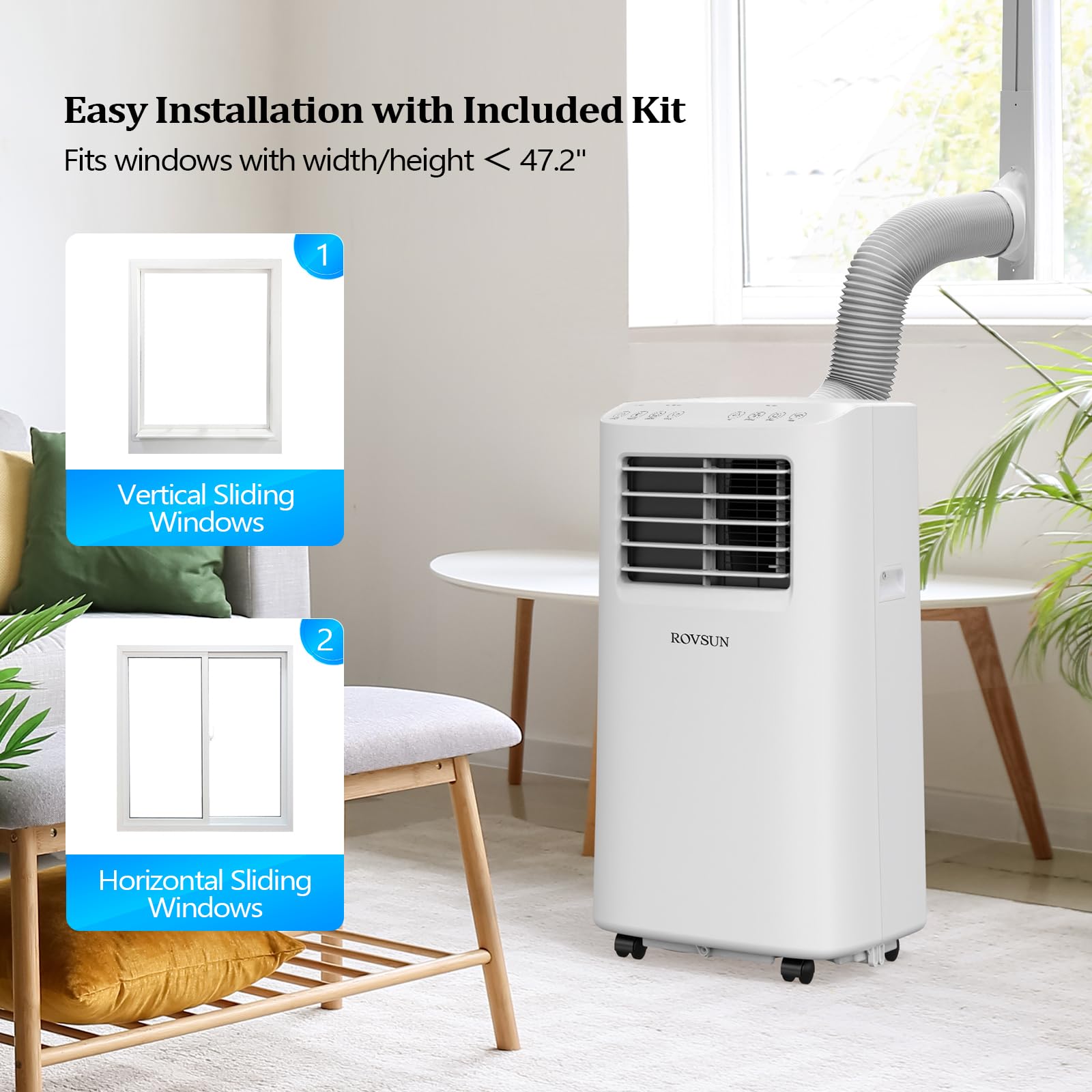 ROVSUN 8,000 BTU 115V Portable Air Conditioner with WiFi/APP & Install Kit