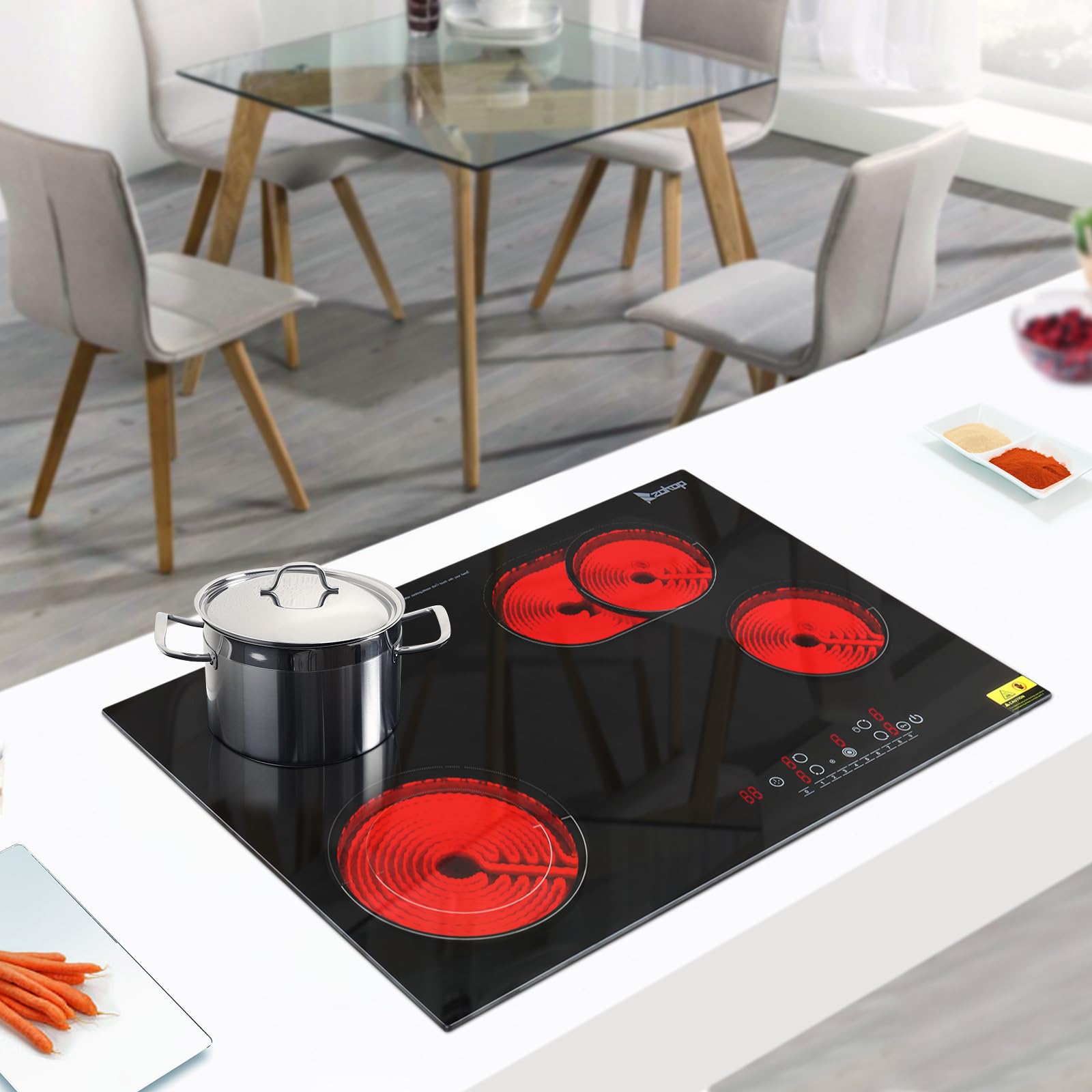 30" 4 Burners 7200W 220V Electric Ceramic Cooktop