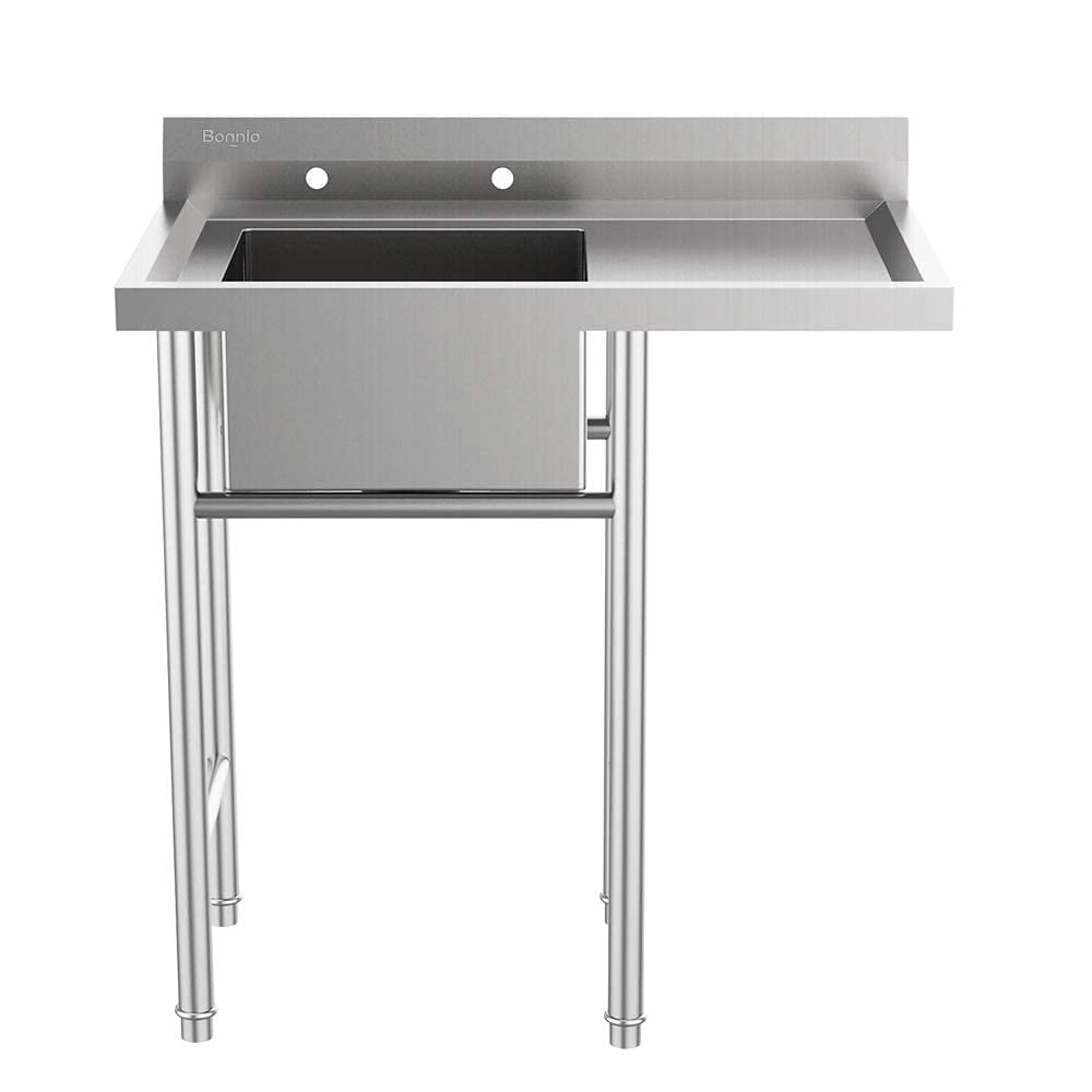 ROVSUN 36" x 21" 1 Compartment 304 Stainless Steel Sink with Right Drainboard