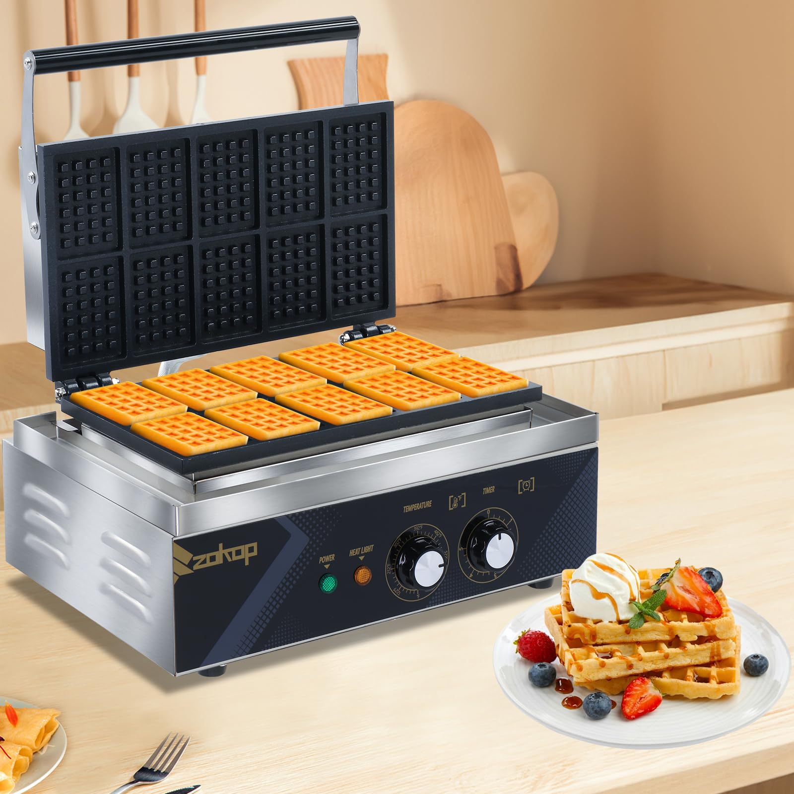10 Grids 1550W 110V Electric Non-Stick Belgian Waffle Maker