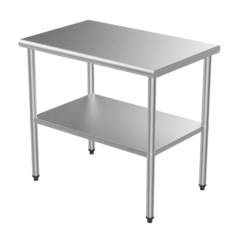 ROVSUN 36 x 24 Inches Kitchen Stainless Steel Table Heavy Duty Prep Work Metal Table with Adjustable Undershelf