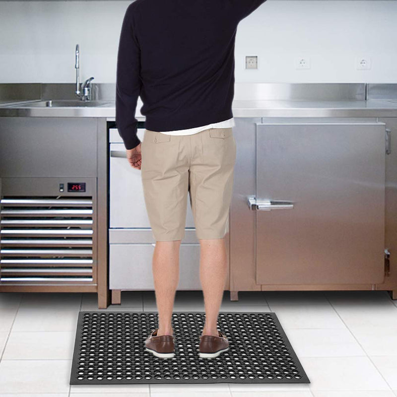 ROVSUN 24'' x 36''(2 x 3 FT) Rubber Floor Mat Anti-Fatigue Non-Slip Drainage Mat with Holes for Restaurant Kitchen