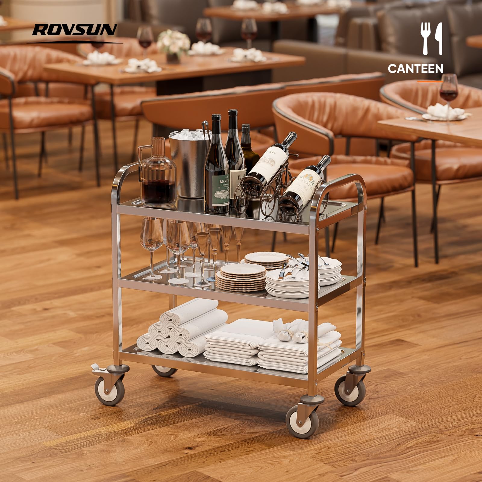 3-Tier 29" x 16" 330 lb. Capacity Stainless Steel Utility Cart