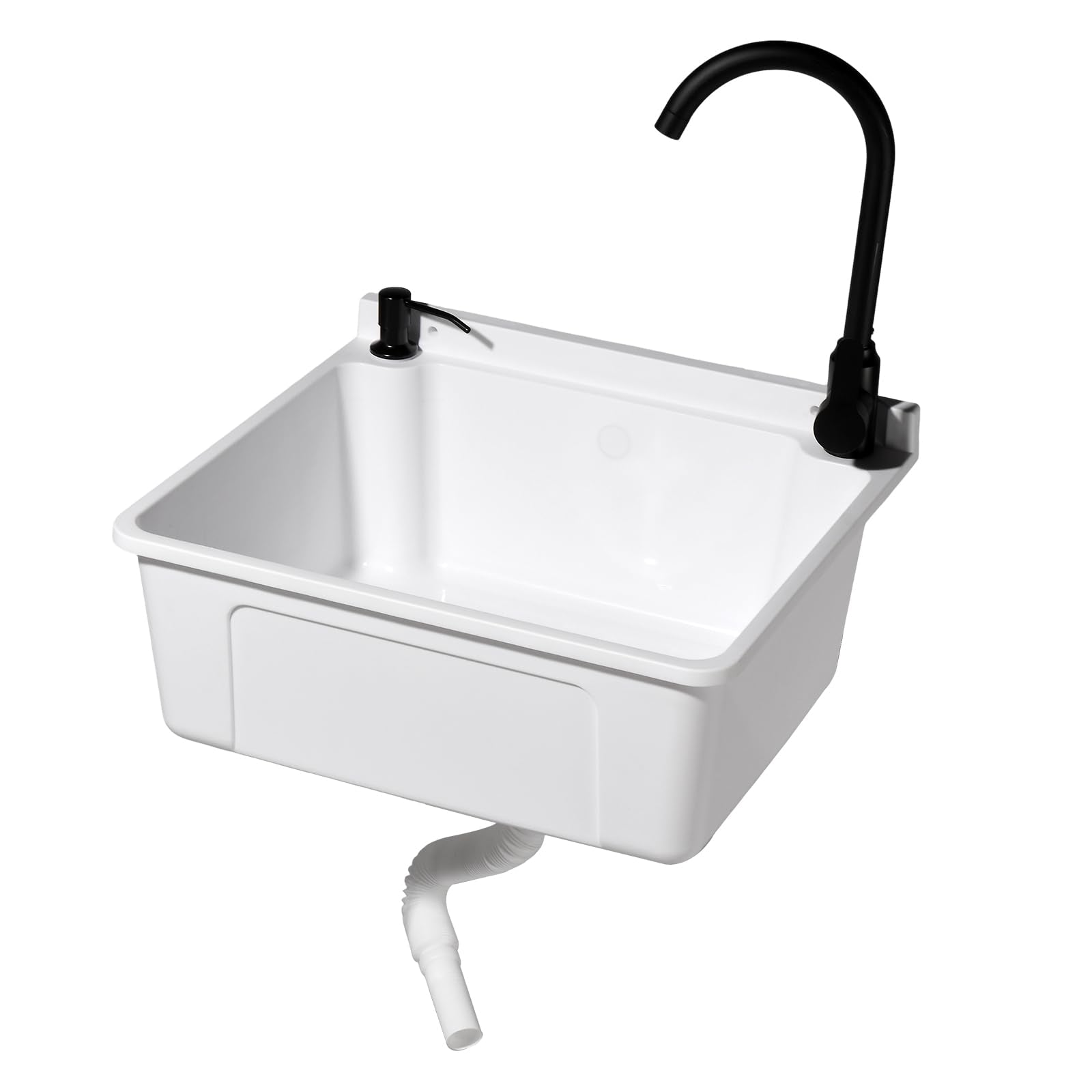 ROVSUN 20" x 17" Plastic Wall-Mounted Utility Sink with Wall Bracket White