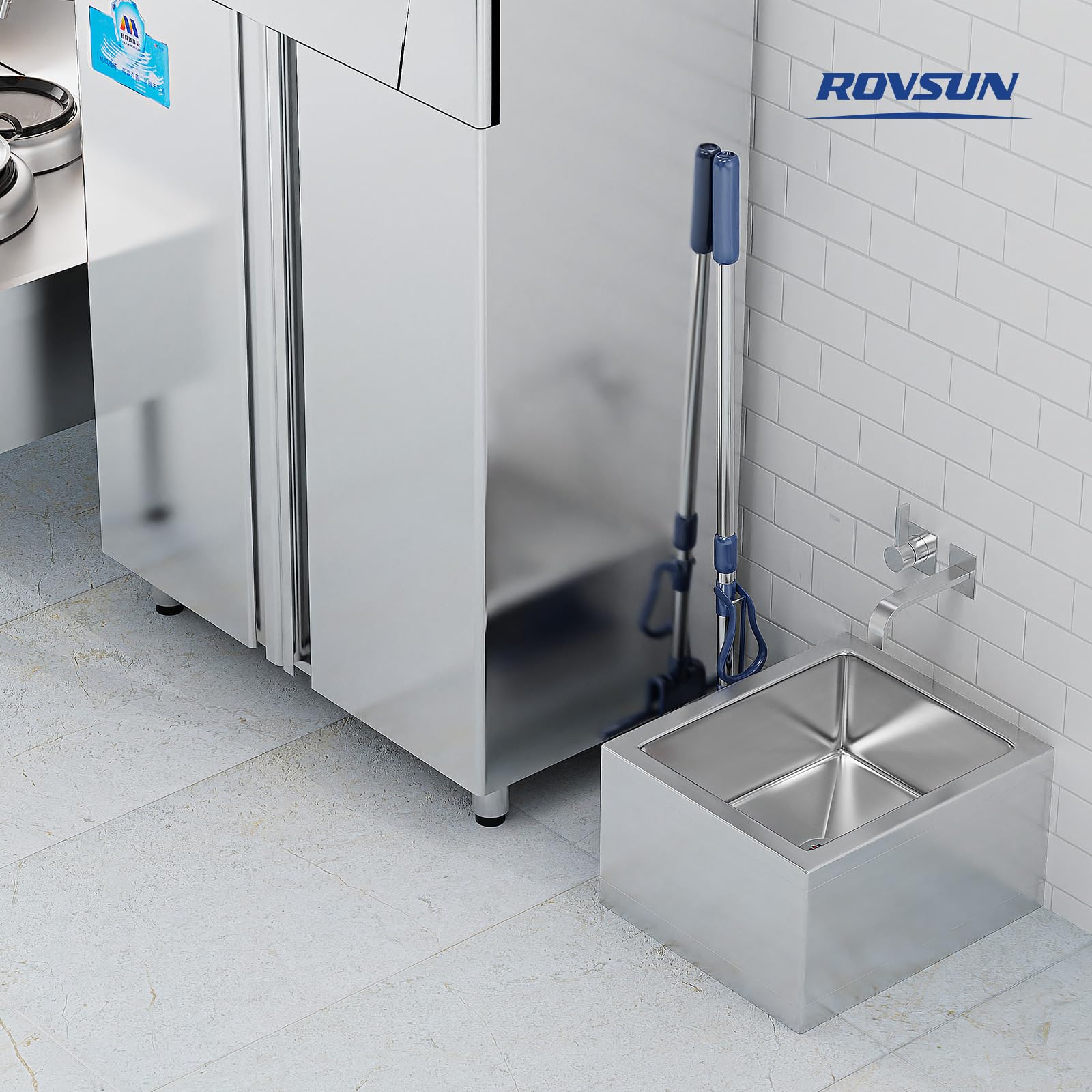 ROVSUN 24" x 24" Stainless Steel Floor Mount Mop Sink