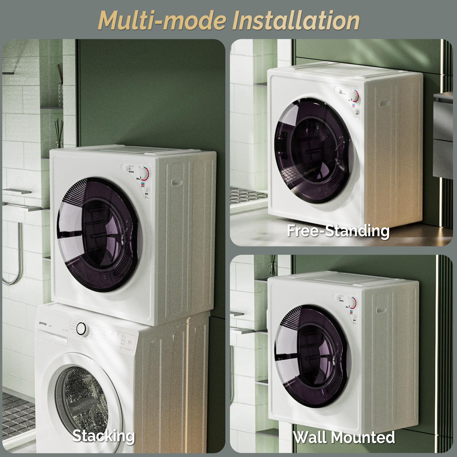 ROVSUN 2.6 Cu.Ft. 1,400W 110V Tumble Clothes Dryer with Classic Knob Control